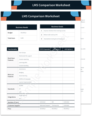 Learning Experience Platform LMS Comparison Sheet