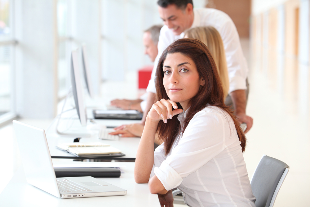 Woman attending business training