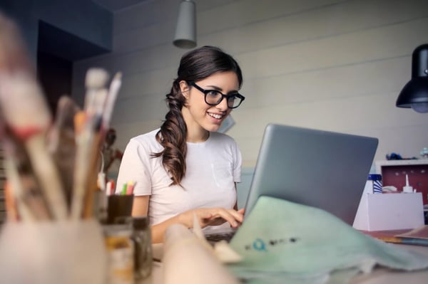 girl on laptop computer engaged learning 